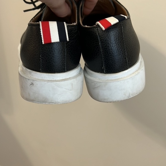 Thom Browne Pebble Grain Leather Black Blucher Contrast Sole Derbys - Picture 7 of 13